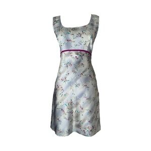 Moll Step Silver Satin Velvet Ribbon Sheath Dress